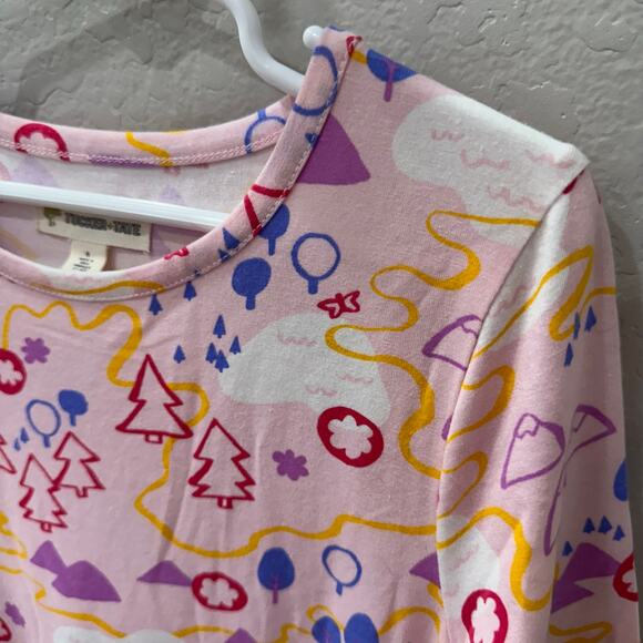 NWT Tucker + Tate PinkEnglish Adventure Map Tiered Ruffle Long Sleeve Dress - Picture 2 of 8